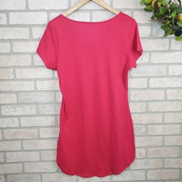 SMART TREND Short Sleeve Long Shirt Dress Pink Size L - Picture 2 of 4